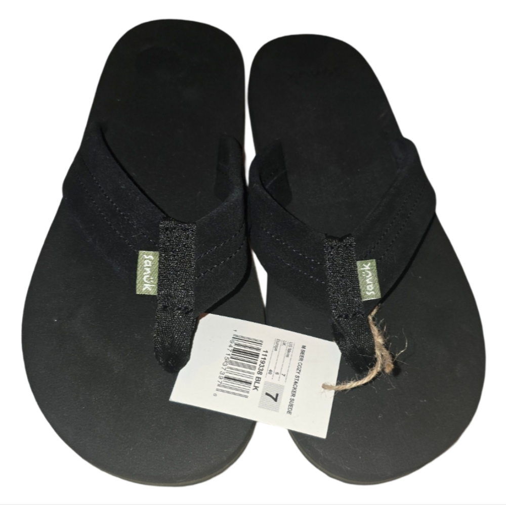 SANUK Men's Black Suede Size 7 Sandals NWT - Picture 5 of 6